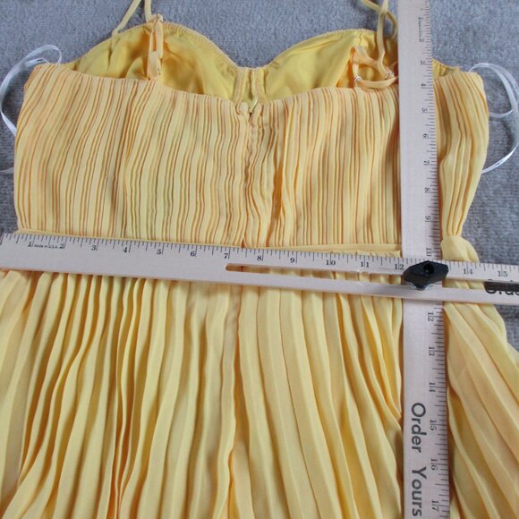 Lulus Cascading Crush Yellow Tiered Bustier Midi Dress Womens Medium New NWT - Picture 6 of 7